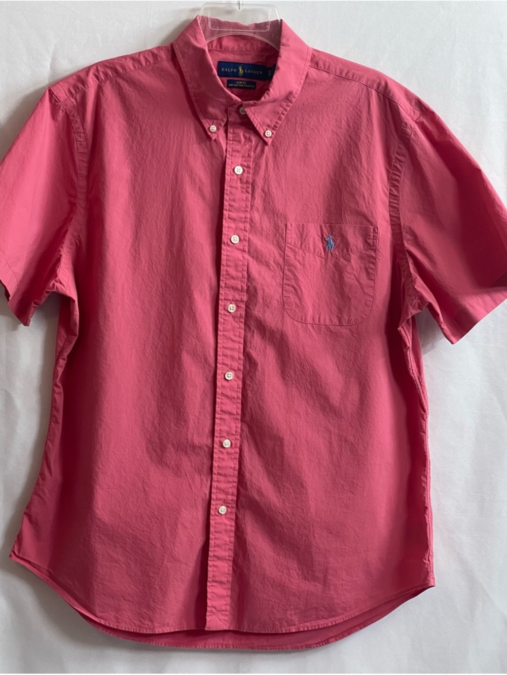 Ralph Lauren Men’s Coral Pink Short-Sleeve Button-Down Shirt Size XL 100% cotton